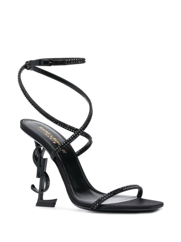 Saint Laurent  Black Opyum Strap Detail Sandals - Image 2