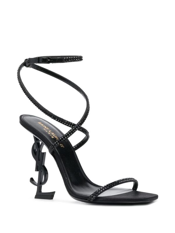 Saint Laurent  Black Opyum Strap Detail Sandals - Image 2