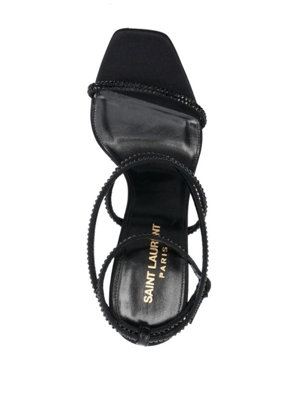 Saint Laurent  Black Opyum Strap Detail Sandals - Image 4