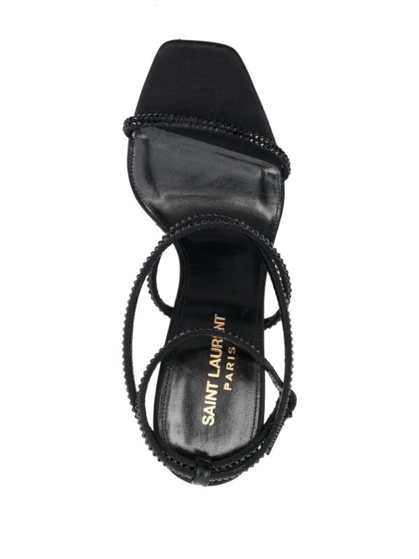 Saint Laurent  Black Opyum Strap Detail Sandals - Image 4