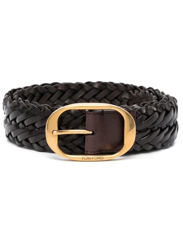 Louis Vuitton interwoven leather buckle belt