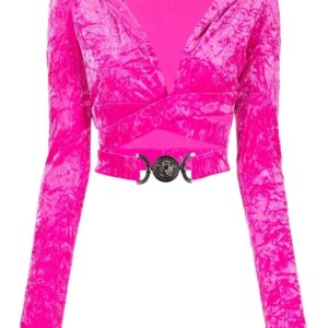 Versace crossover velvet-finish top