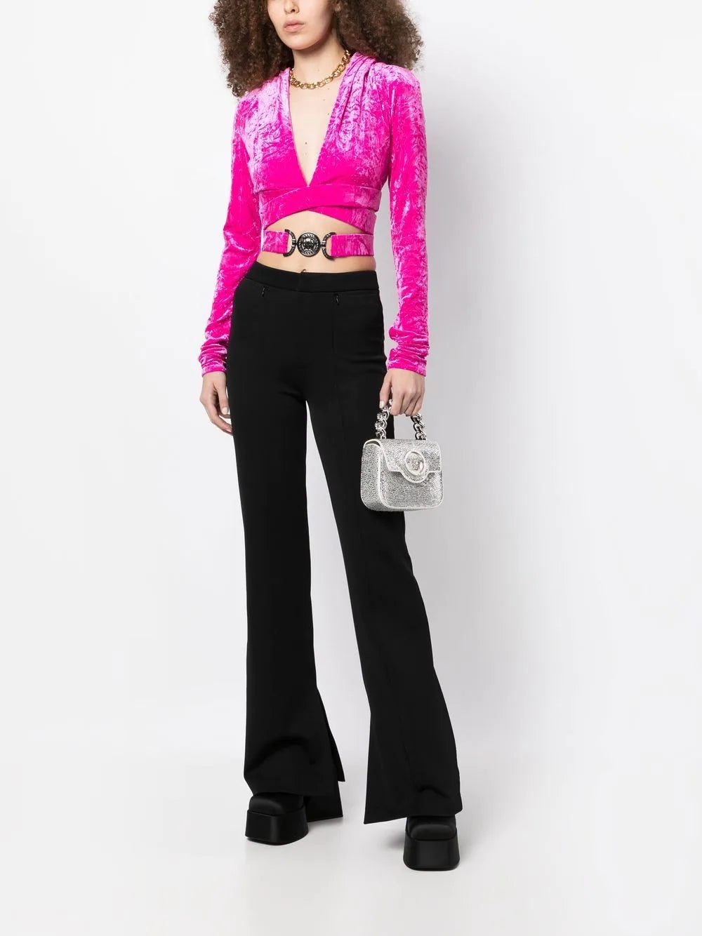 Versace crossover velvet-finish top - Image 2