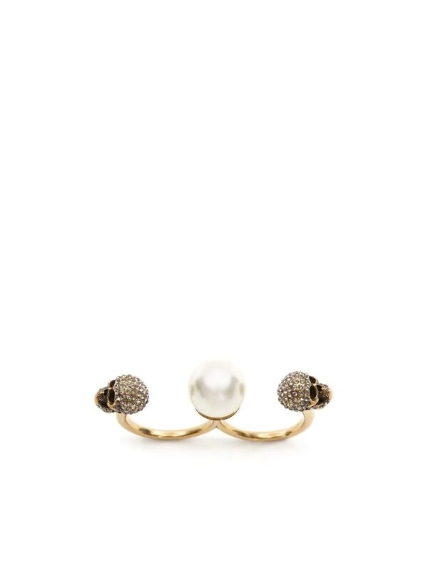 Alexander McQueen  pearl skull double-ring - Image 3