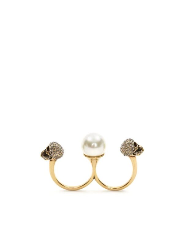 Alexander McQueen  pearl skull double-ring