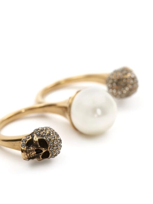 Alexander McQueen  pearl skull double-ring - Image 4