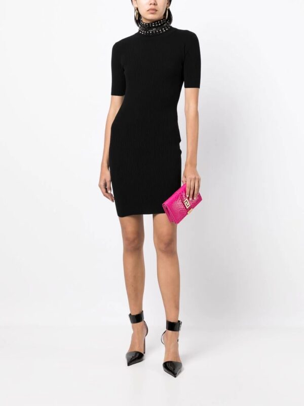 Versace  spiked-turtleneck knit minidress - Image 2