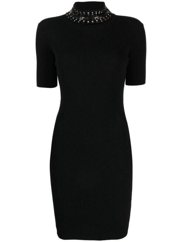 Versace  spiked-turtleneck knit minidress