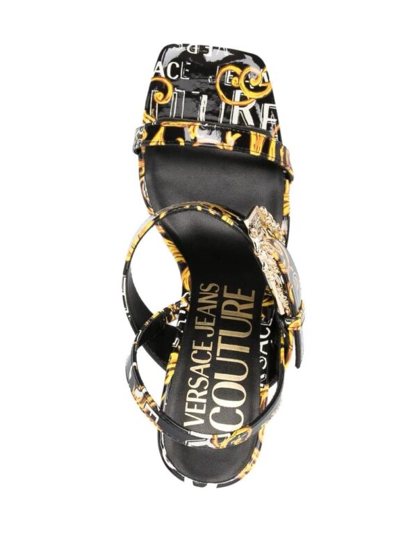 Versace Jeans Couture  baroque-print 90mm square-toe sandals - Image 4