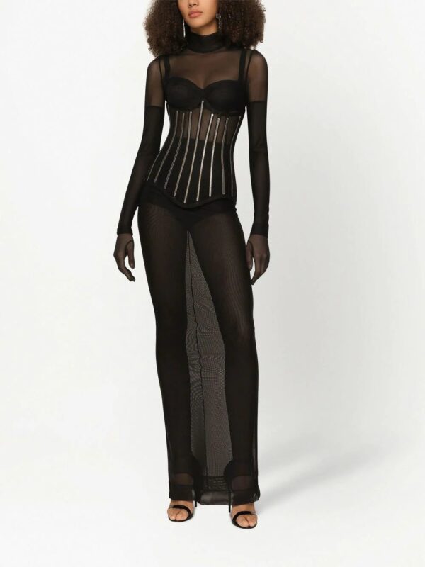 Dolce & Gabbana  KIM DOLCE&GABBANA high-neck sheer floor length dress - Image 3