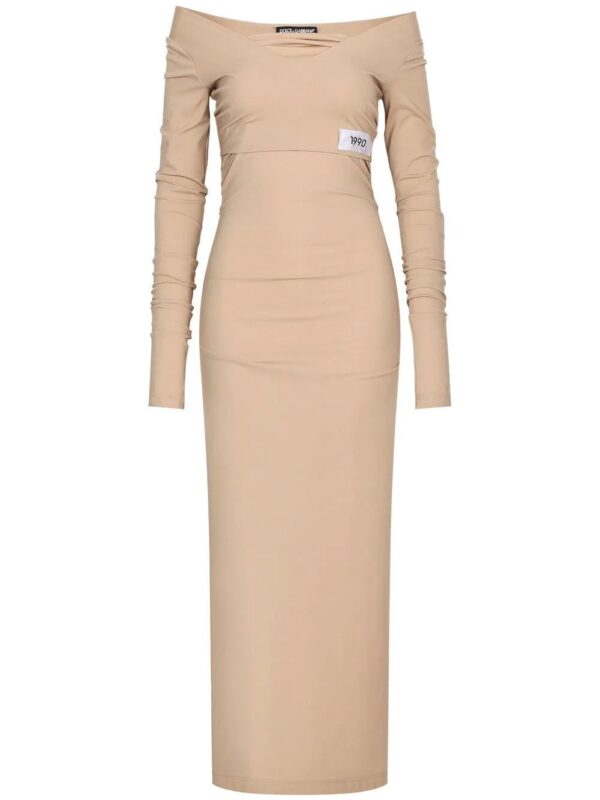 Dolce & Gabbana  KIM DOLCE&GABBANA number patch off-shoulder dress