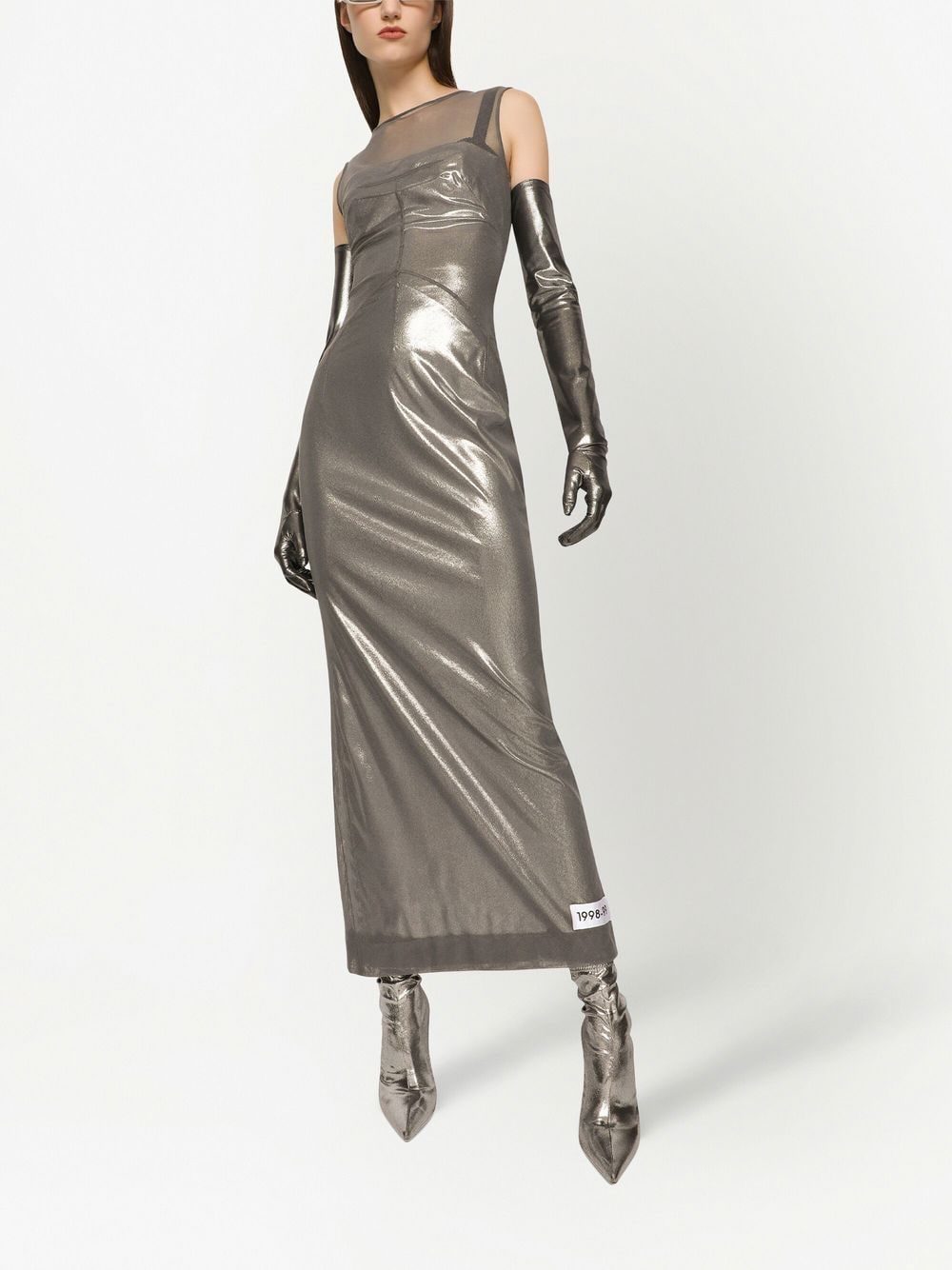 Dolce & Gabbana KIM DOLCE&GABBANA metallic-finish ankle-length dress - Image 3