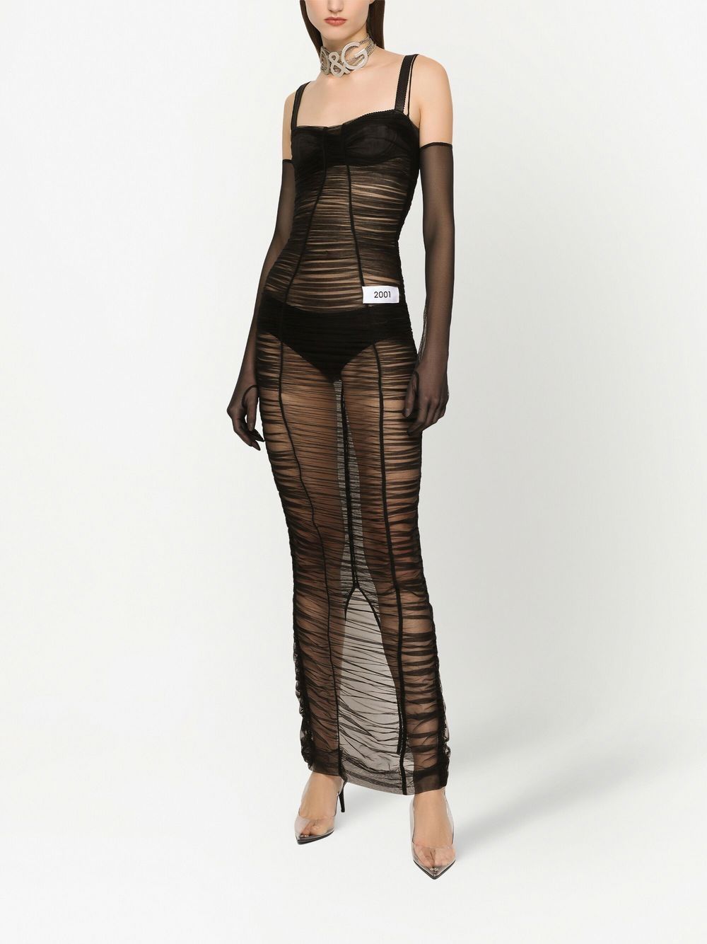 Dolce & Gabbana KIM DOLCE&GABBANA gathered-detail sheer maxi - Image 5