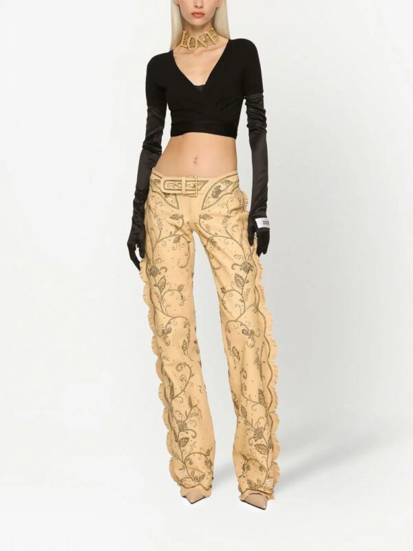 Dolce & Gabbana  KIM DOLCE&GABBANA embroidered Western-style leather trousers - Image 3