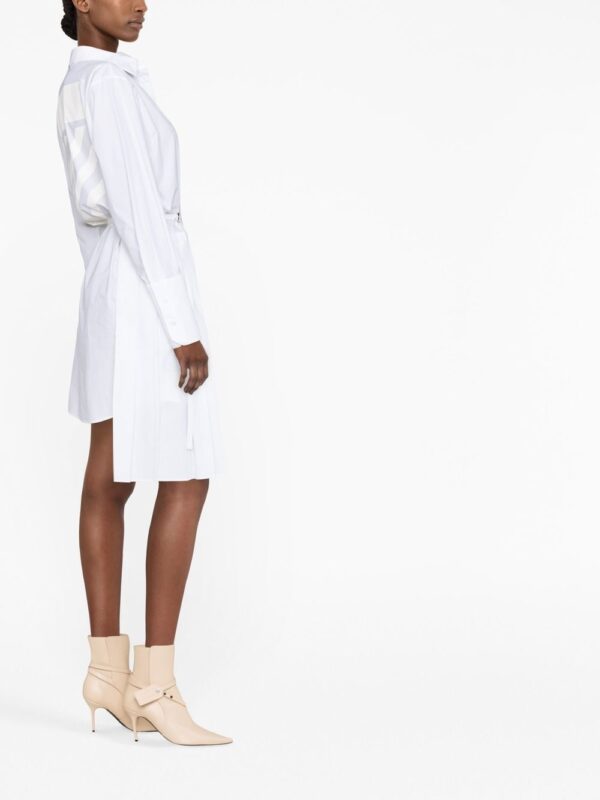 Off-White Diag plissé cotton shirt dress - Image 4