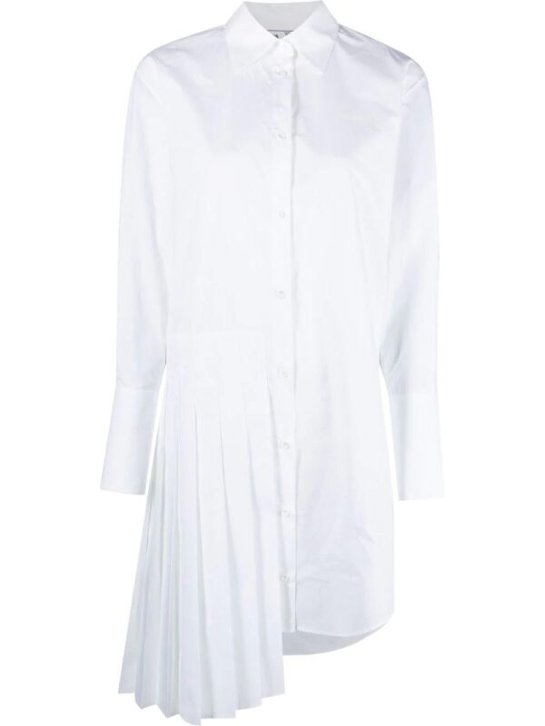 Off-White  Diag plissé cotton shirt dress