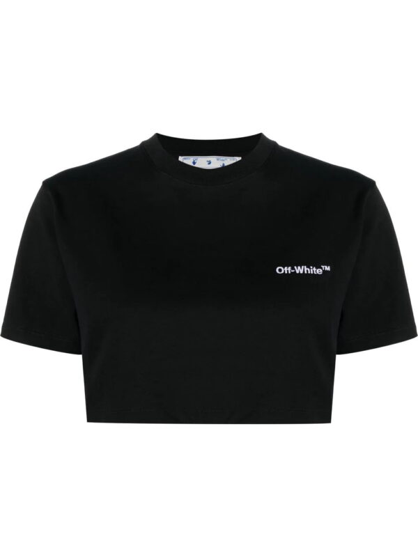 Off-White  logo-embroidered cropped T-shirt