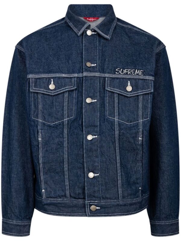 Supreme  x Smurfs denim trucker jacket