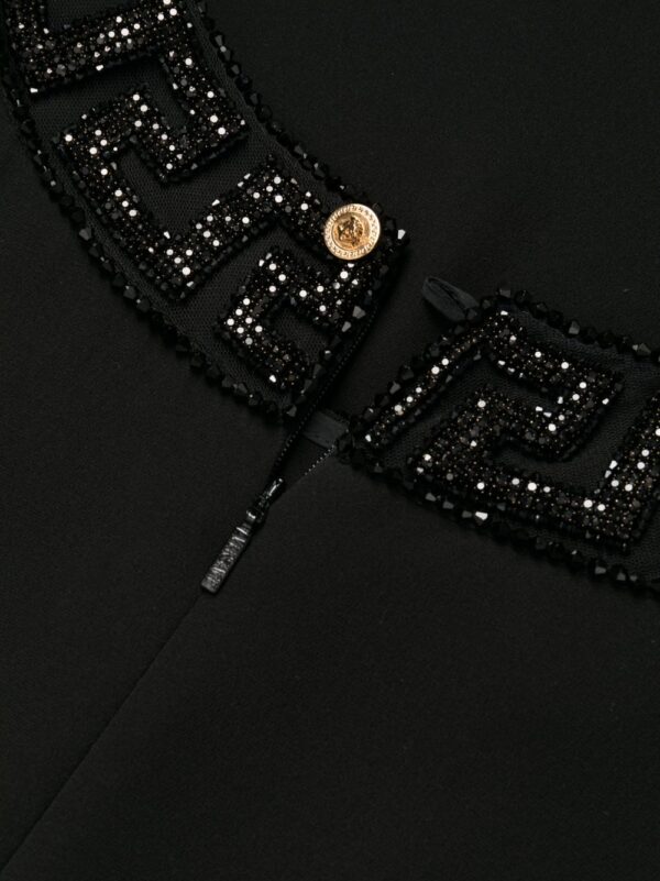 Versace Greca crystal-embellished cape silk dress - Image 6