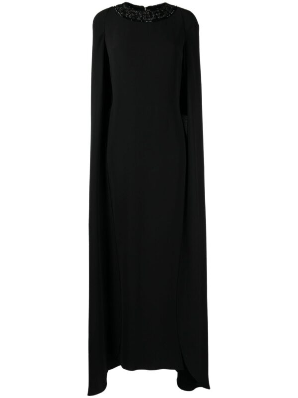 Versace Greca crystal-embellished cape silk dress