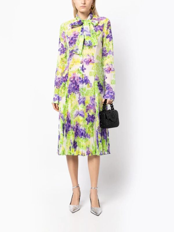 Versace  floral-print plissé midi dress - Image 2