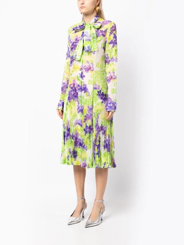 Versace  floral-print plissé midi dress - Image 3
