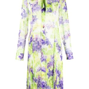Versace floral-print plissé midi dress