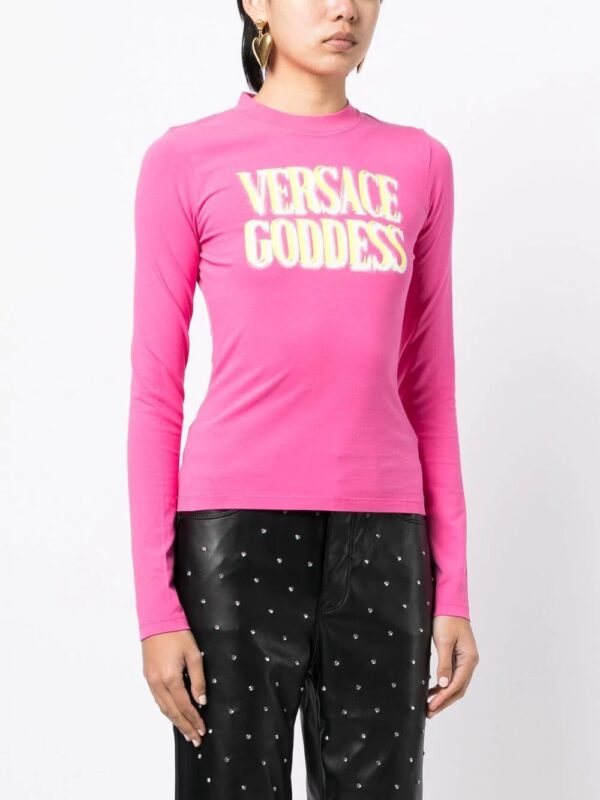 Versace  slogan-print long-sleeve T-shirt - Image 3