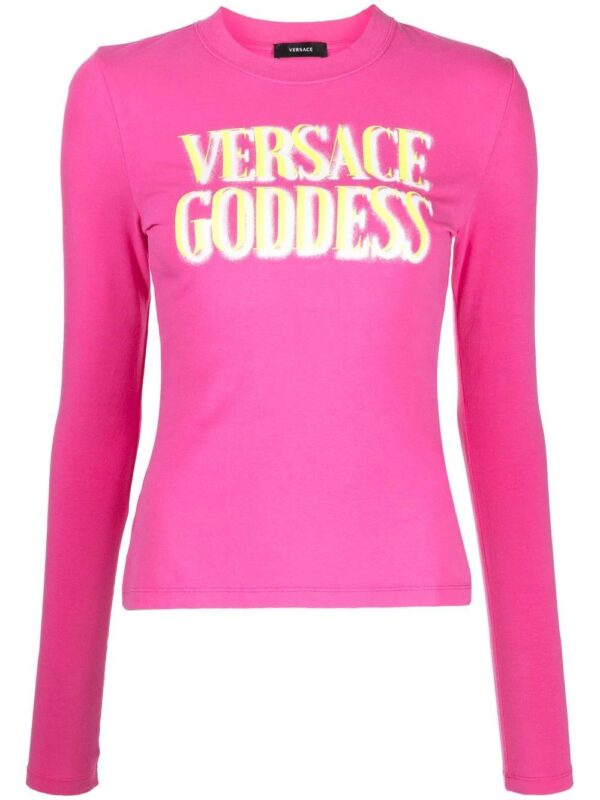 Versace  slogan-print long-sleeve T-shirt
