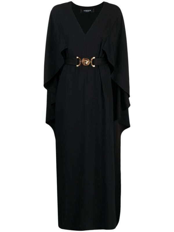 Versace V-neck Medusa-belt maxi dress