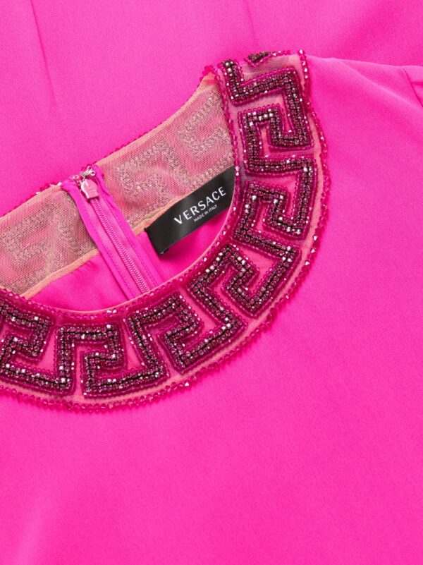 Versace Greca rhinestone-embellishment cape silk dress - Image 5