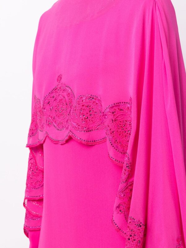 Versace Greca rhinestone-embellishment cape silk dress - Image 7