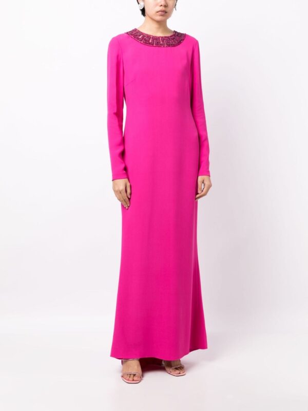 Versace Greca rhinestone-embellishment cape silk dress - Image 6