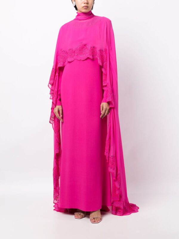 Versace Greca rhinestone-embellishment cape silk dress - Image 8
