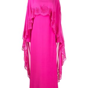 Versace Greca rhinestone-embellishment cape silk dress