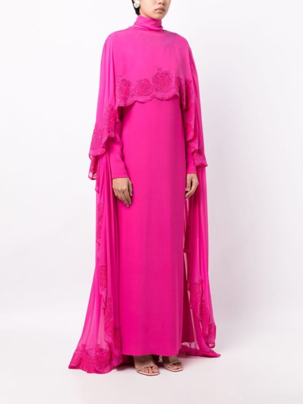 Versace Greca rhinestone-embellishment cape silk dress - Image 2