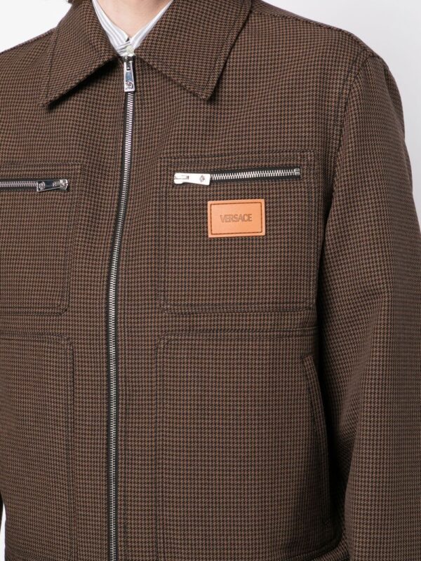 Versace  wool check-pattern shirt jacket - Image 4