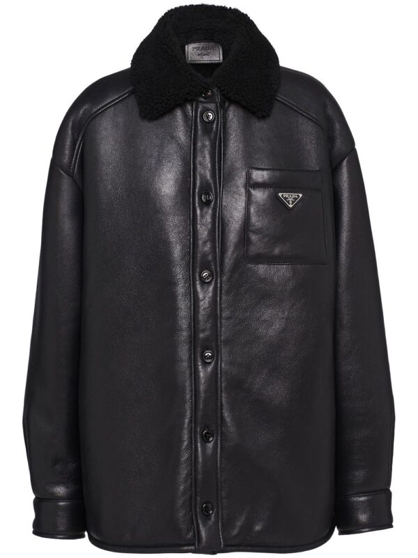 Prada  shearling collar button-up jacket