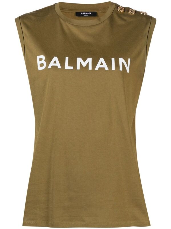 Balmain  logo-print sleeveless top