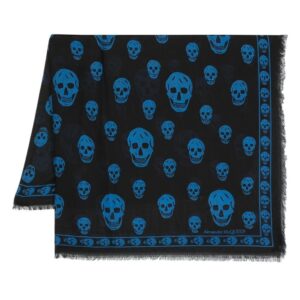 Alexander McQueen  skull-print frayed-edge scarf