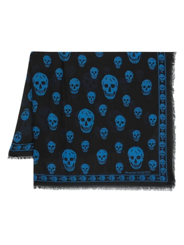 Alexander McQueen  skull-print frayed-edge scarf