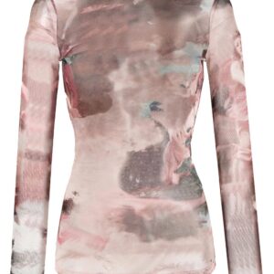 Balmain Sky-print tulle top
