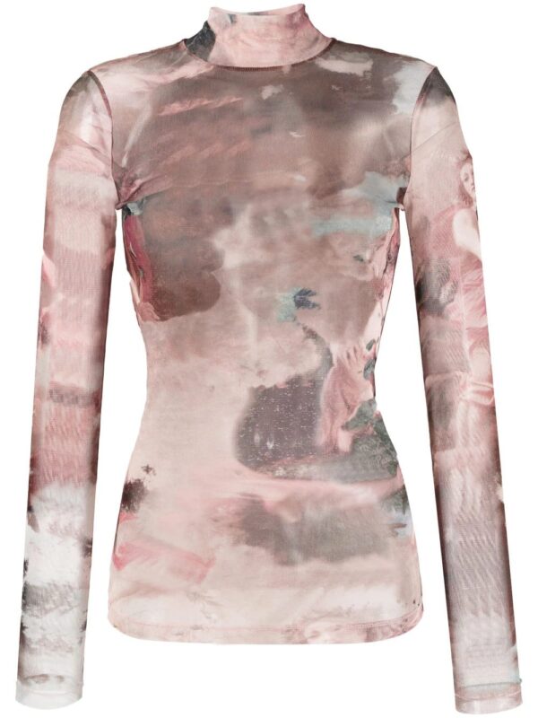 Balmain  Sky-print tulle top