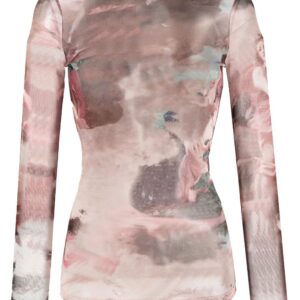 Balmain  Sky-print tulle top
