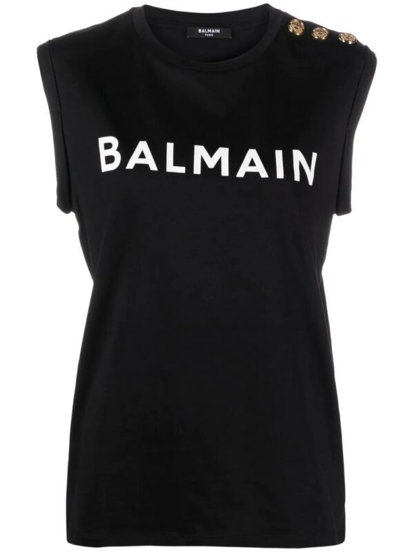 Balmain  logo-print sleeveless top