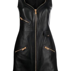 Versace  sweetheart-neckline lambskin mini dress