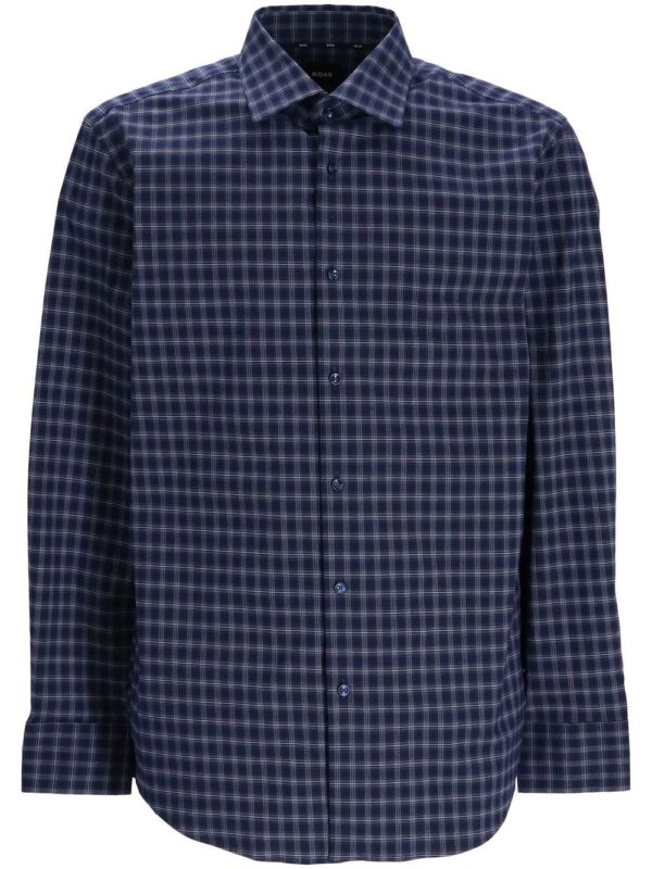 BOSS  check-pattern cotton shirt