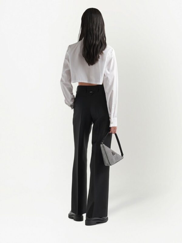 Prada triangle-logo cropped shirt - Image 3