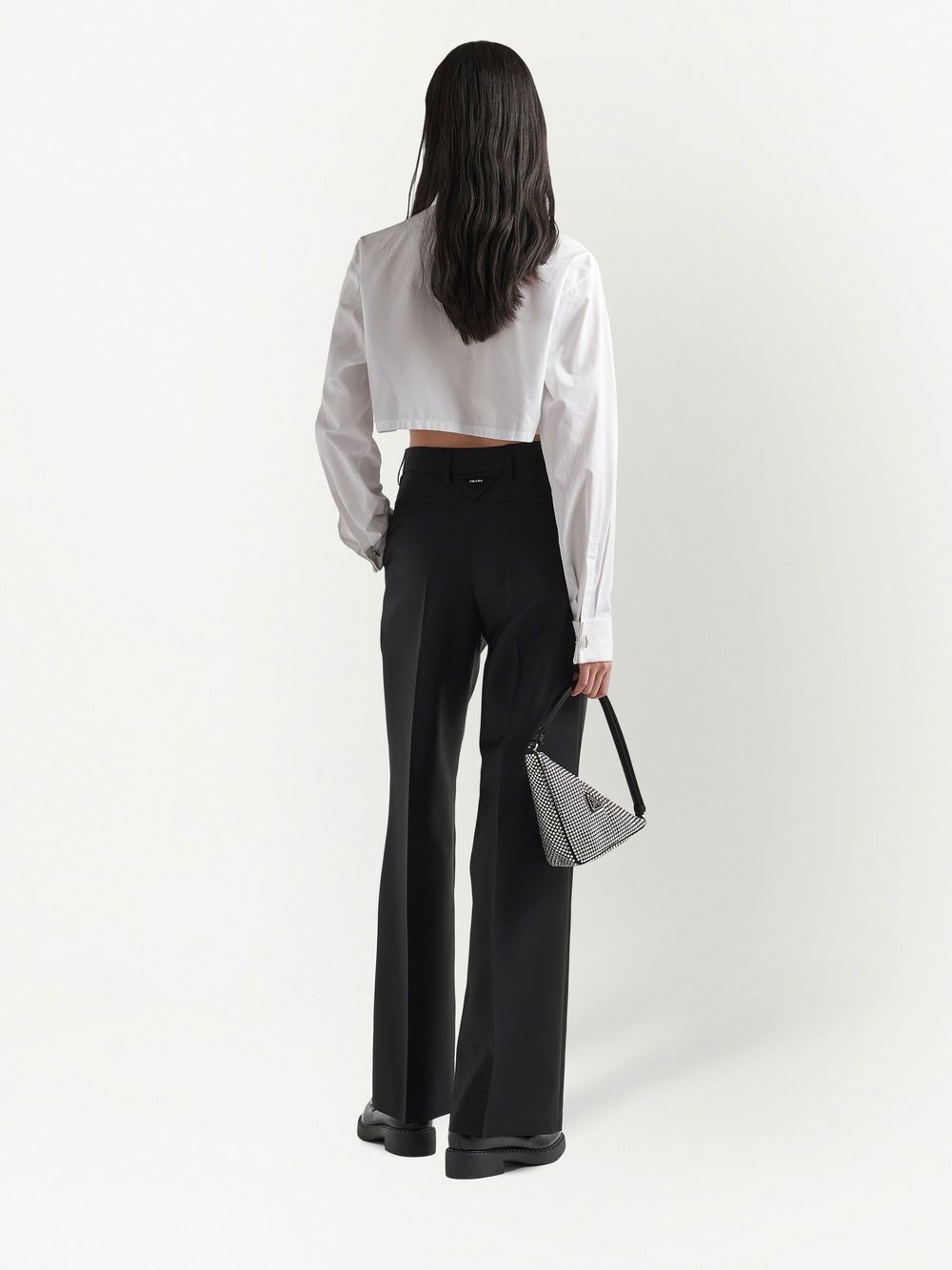 Prada triangle-logo cropped shirt - Image 3