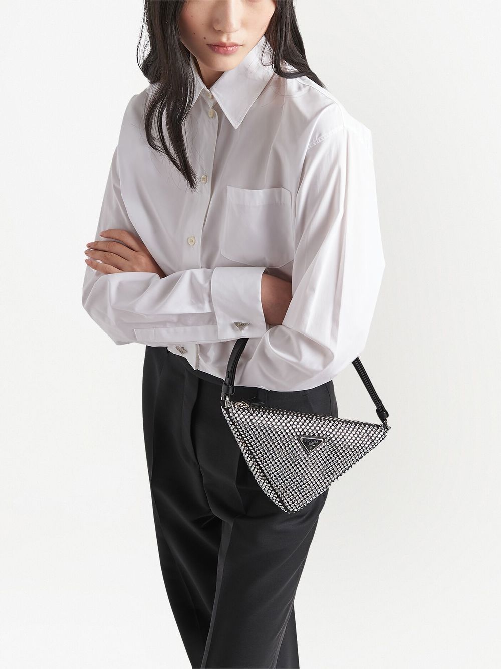 Prada triangle-logo cropped shirt - Image 4